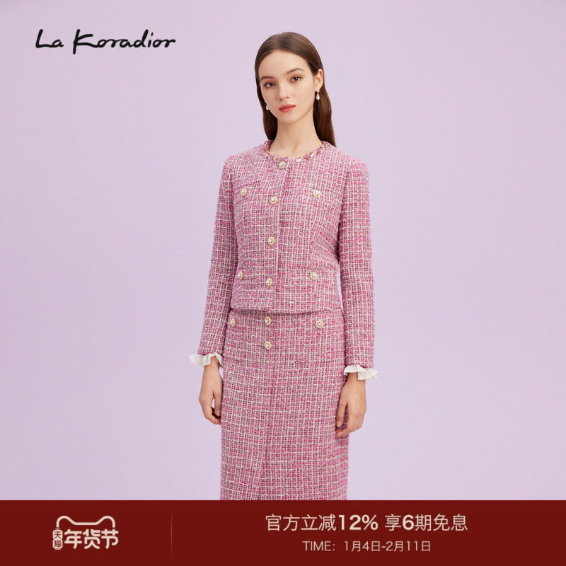 La Koradior拉珂蒂商场同款时尚新款法式香风气质短款外套女上衣,女装/女士精品,短外套,淘宝优惠券,粉丝福利购,淘宝优惠卷
