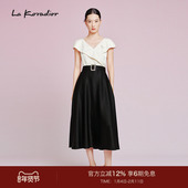 精致社交 Koradior拉珂蒂显瘦2025夏叠襟交叉V领奢雅连衣裙