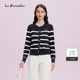 上衣 女春秋长袖 Lakoradior拉珂蒂商场同款 气质深蓝白条纹针织开衫