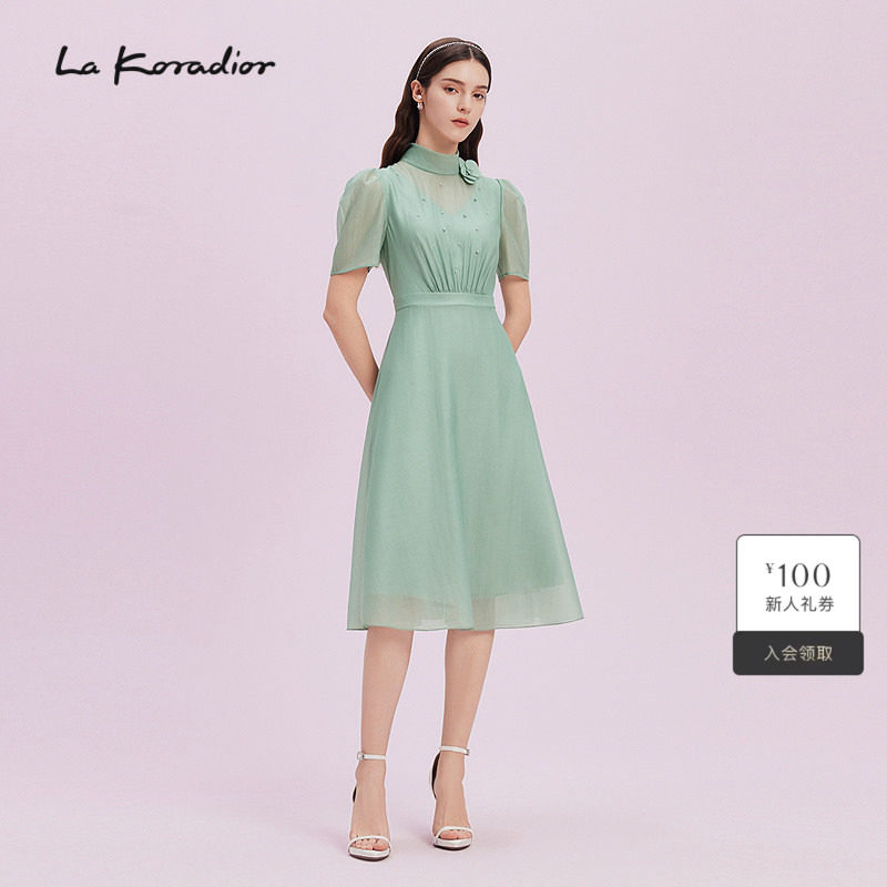 【进口三醋酸】La Koradior拉珂蒂显瘦2025商场同款收腰连衣裙