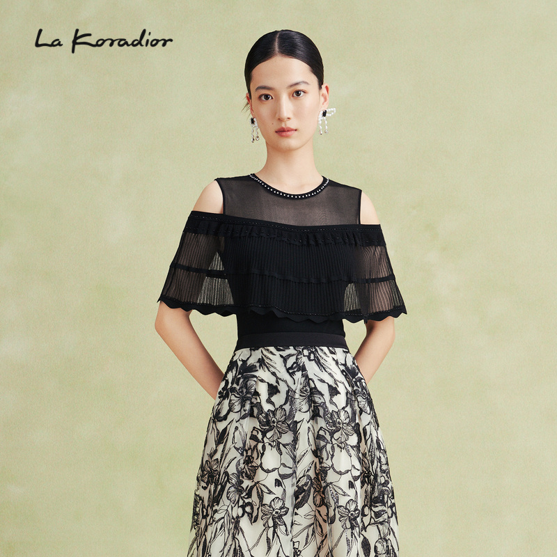 【商场同款】La Koradior拉珂蒂女夏季斗篷式无袖骨感慵懒针织衫