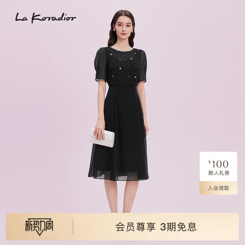 【精致社交】La koradior拉珂蒂时尚黑色连衣裙女25夏季新款裙子