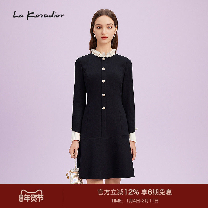 【羊毛】La Koradior拉珂蒂商场同款法式香风气质拼接洋装连衣裙,女装/女士精品,连衣裙,淘宝优惠券,粉丝福利购,淘宝优惠卷