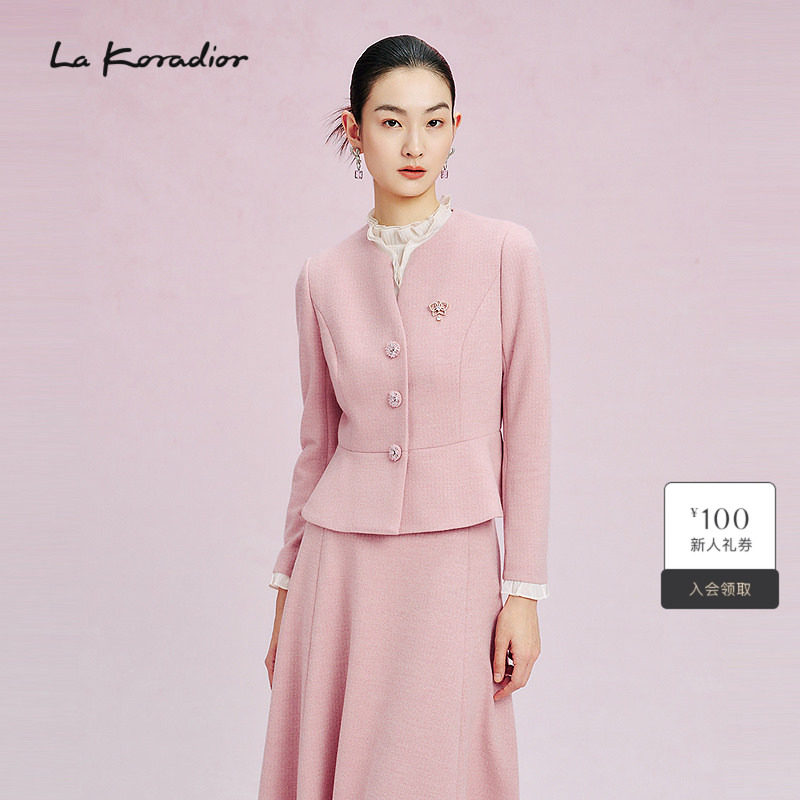 La Koradior拉珂蒂春季通勤新款时尚香风修身气质上衣短外套女