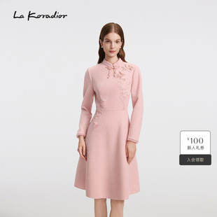 刺绣毛呢连衣裙 Lakoradior拉珂蒂名媛女25秋冬新中式 商场同款