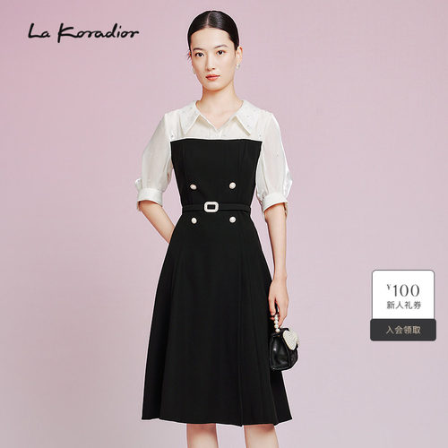 La Koradior拉珂蒂2025夏季新款英伦风泡泡袖奢雅连衣裙女