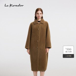 气质翻驳领中长款 Koradior拉珂蒂通勤秋冬新款 大衣女 羊毛
