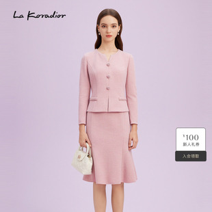 法式 Koradior拉珂蒂商场同款 香风气质假两件连衣长裙 羊毛