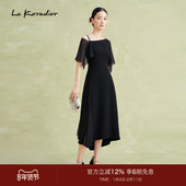 气质黑色收腰显瘦连衣裙子长裙 Koradior拉珂蒂夏季 商场同款