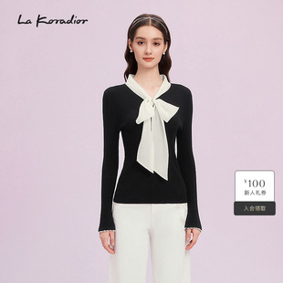 羊毛 系带针织气质羊毛小衫 法式 女 Koradior拉珂蒂商场同款