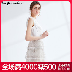 La Koradior拉珂蒂白色蛋糕裙法式超仙公主蕾丝连衣裙2019夏新款