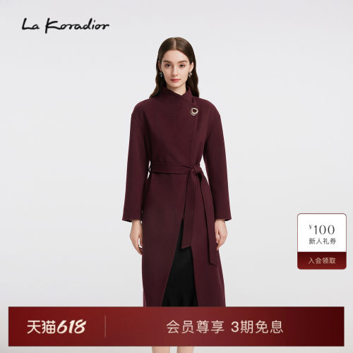 Lakoradior商场同款秋冬时尚简约名媛气质修身毛呢大衣女