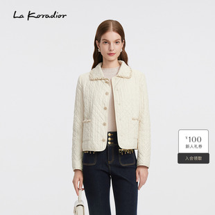 Koradior拉珂蒂女秋冬新款 气质香风菱格纹短棉服 商场同款