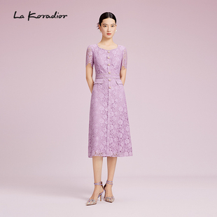 肌理刺绣蕾丝法式 新款 奢雅连衣裙 Koradior拉珂蒂2025商场同款