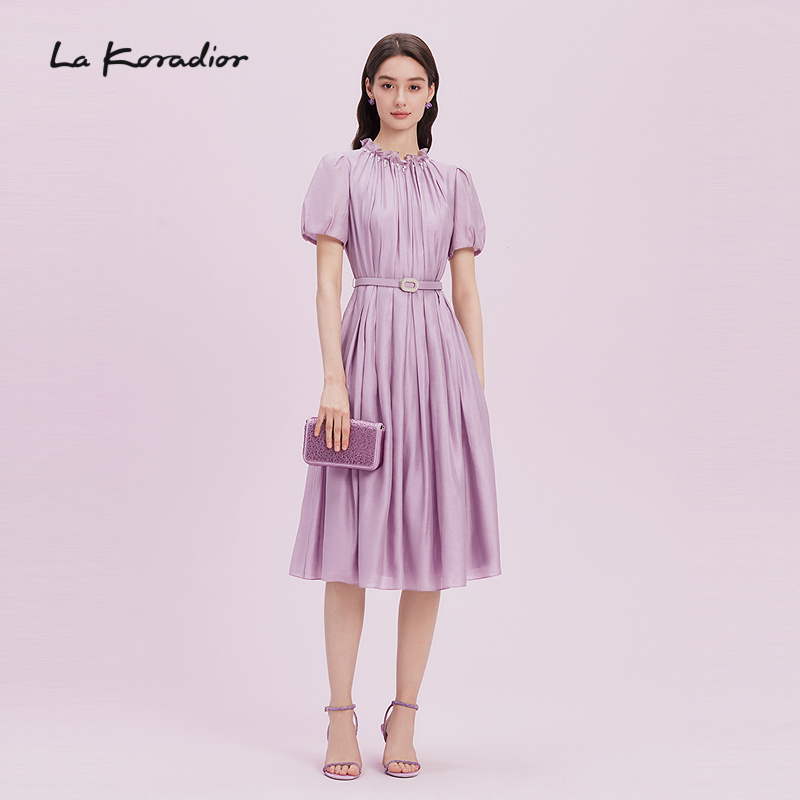 La Koradior拉珂蒂2025商场同款新款名媛花边领气质时尚连衣裙女