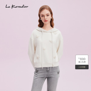 重工蝴蝶刺绣连帽卫衣女 Lakoradior拉珂蒂气质秋新款 商场同款