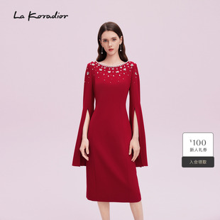 商场同款 重工钉珠斗篷袖 秋新款 礼服裙 koradior拉珂蒂时尚