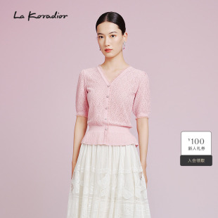 Koradior拉珂蒂时尚 2025夏季 新款 套头小衫 泡泡袖 精致社交