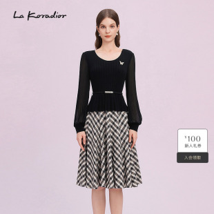拼接气质洋装 假两件法式 2025新款 裙子 Koradior拉珂蒂商场同款