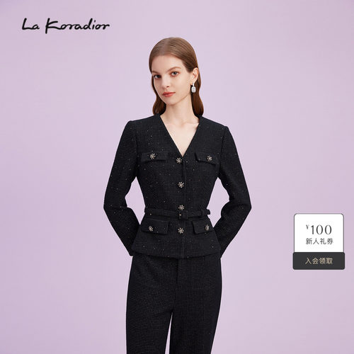 【商场同款】La Koradior拉珂蒂时尚秋冬新款气质香风收腰外套女