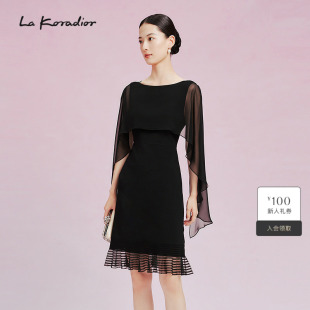 斗篷奢雅设计感洋装 新款 礼服连衣裙女 Koradior拉珂蒂2025夏季