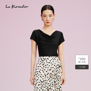 优雅气质小衫 2025夏桑蚕丝法式 女 Koradior拉珂蒂显瘦减龄修身