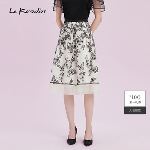 古典优雅名媛半身裙女 花卉刺绣新款 Lakoradior拉珂蒂商场同款 夏季