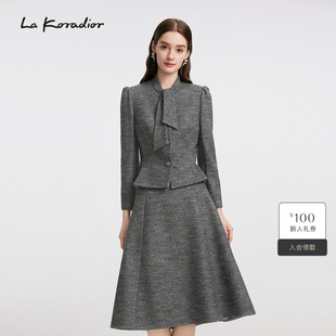 修身 Lakoradior拉珂蒂名媛秋冬新款 香风蝴蝶结外套 商场同款