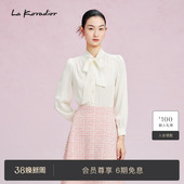 系带领衬衫 Koradior拉珂蒂商场同款 白色气质打底衫 桑蚕丝