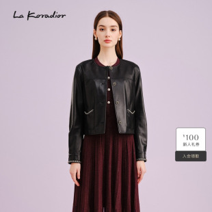 时尚 新款 通勤秋季 绵羊皮革外套短上衣 Koradior拉珂蒂商场同款