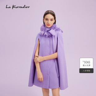 羊毛 气质花朵领斗篷式 秋冬新款 短大衣 Koradior拉珂蒂时尚