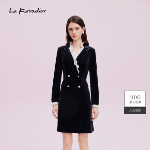 西装 宫廷风荷叶边时尚 法式 裙 Koradior拉珂蒂丝绒秋新款