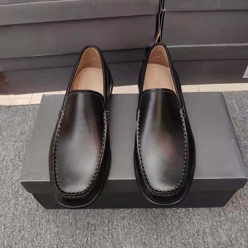 撤柜清仓男鞋真皮休闲皮鞋一脚蹬头层牛皮软底驾车单鞋懒人豆豆鞋