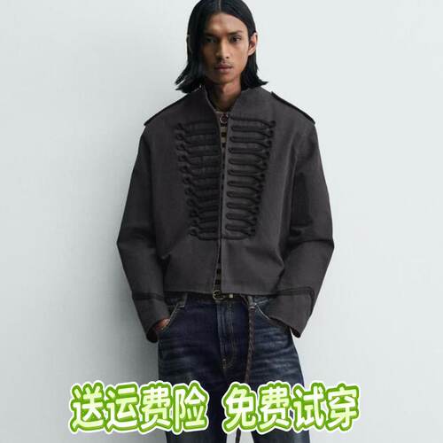 ZA2026夏季新品 男装 撞色绳结扣饰短款宽松夹克外套 0706406 807