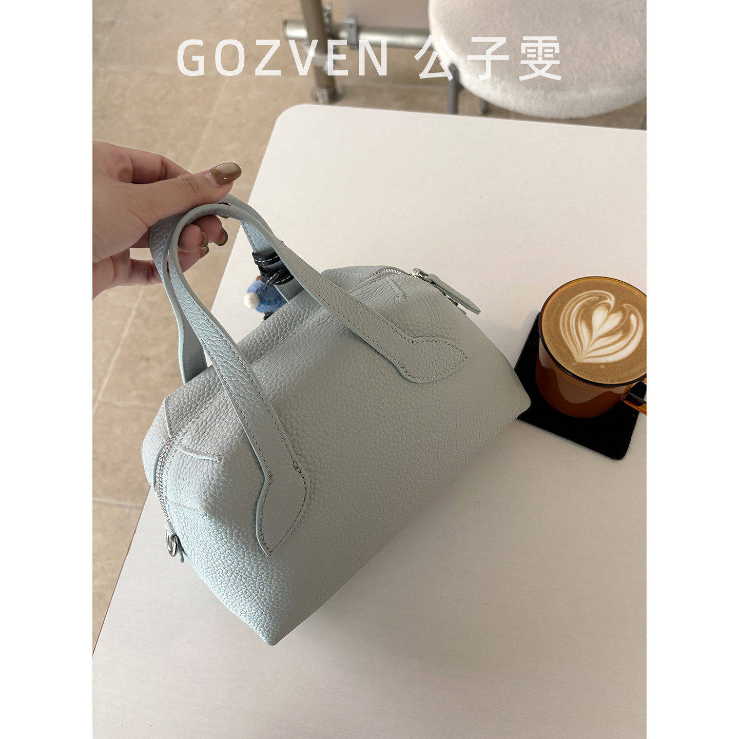 【公子雯】波士顿包2026春夏新款头层牛皮小众高智手提斜挎枕头包