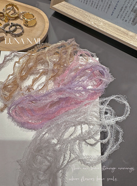 网红新款美甲仙气布艺蕾丝网纱拍照纱亮片蝴蝶结纱布指甲diy饰品