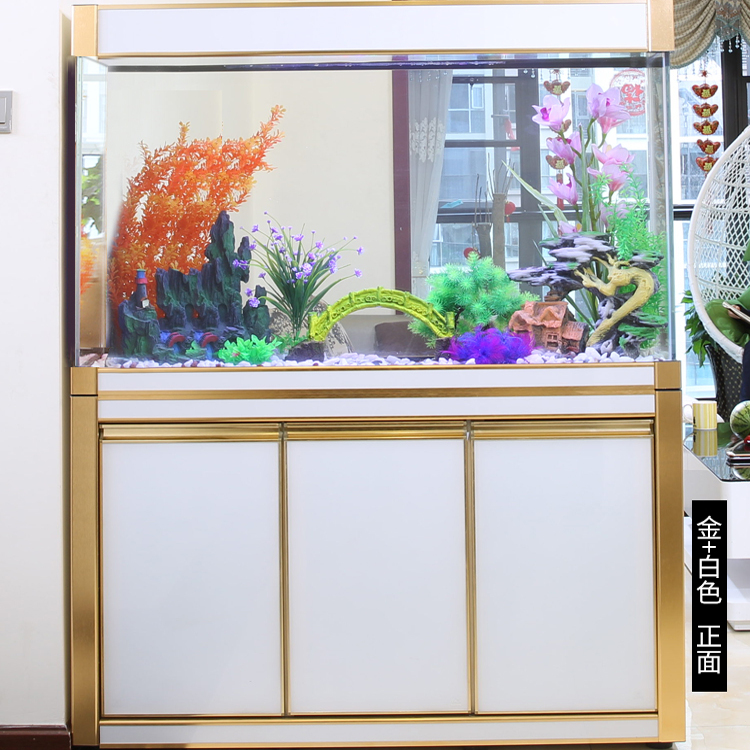 生态中大型长方形龙鱼缸1.2米1.5米玻璃水族箱超白屏风下底过滤缸
