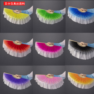 真丝舞蹈扇双面胶州秧歌成人广场舞丝绸古典舞表演左右手跳舞扇子