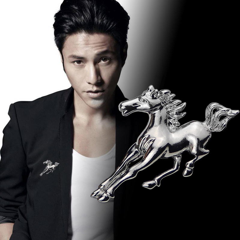 韩版时尚男士胸针简约金银骏马胸章女士西装服饰配饰胸花,饰品/流行首饰/时尚饰品新,胸针,淘宝优惠券,粉丝福利购,淘宝优惠卷