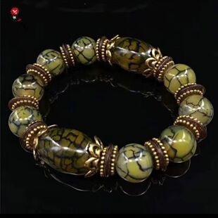 玛瑙天珠手链老玛瑙冰花手串玉石藏式民族风复古手串饰品
