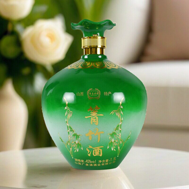 山西竹叶酒产地45度3斤坛装1.5L箐竹酒整箱正品