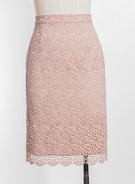 2020秋水溶蕾丝半身裙包臀中长款包裙直筒裙女夏高腰镂空406012