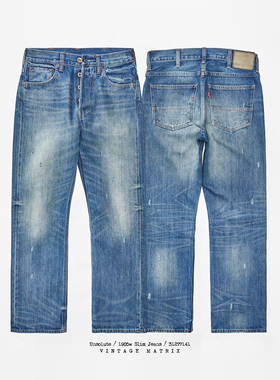 UNSOLUTE Dirty Fit 经典脏洗 修身直筒 复古做旧 牛仔裤