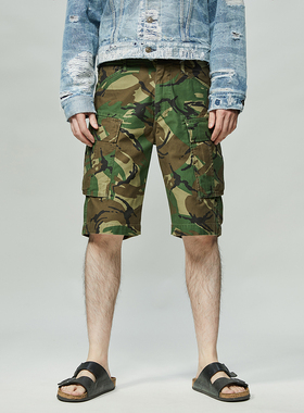 UNSOLUTE 复古军事迷彩 重度石磨水洗 做旧补强 M65短裤