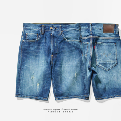 牛仔短裤魂蓝洗UNSOLUTE匹马棉