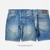 复古做旧 UNSOLUTE 牛仔短 硬布深染 重度石磨洗 SODA BLUE
