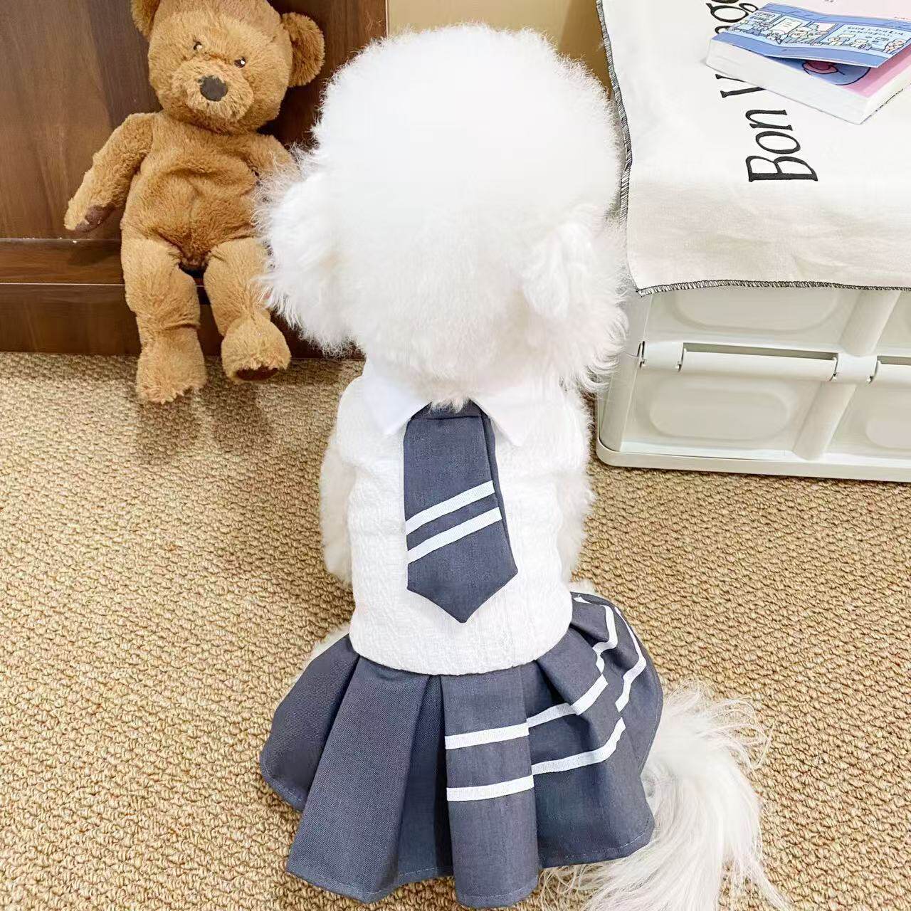 学院JK裙狗狗猫咪裙子马尔济斯约夏克比熊西高地夏季猫咪小狗衣服