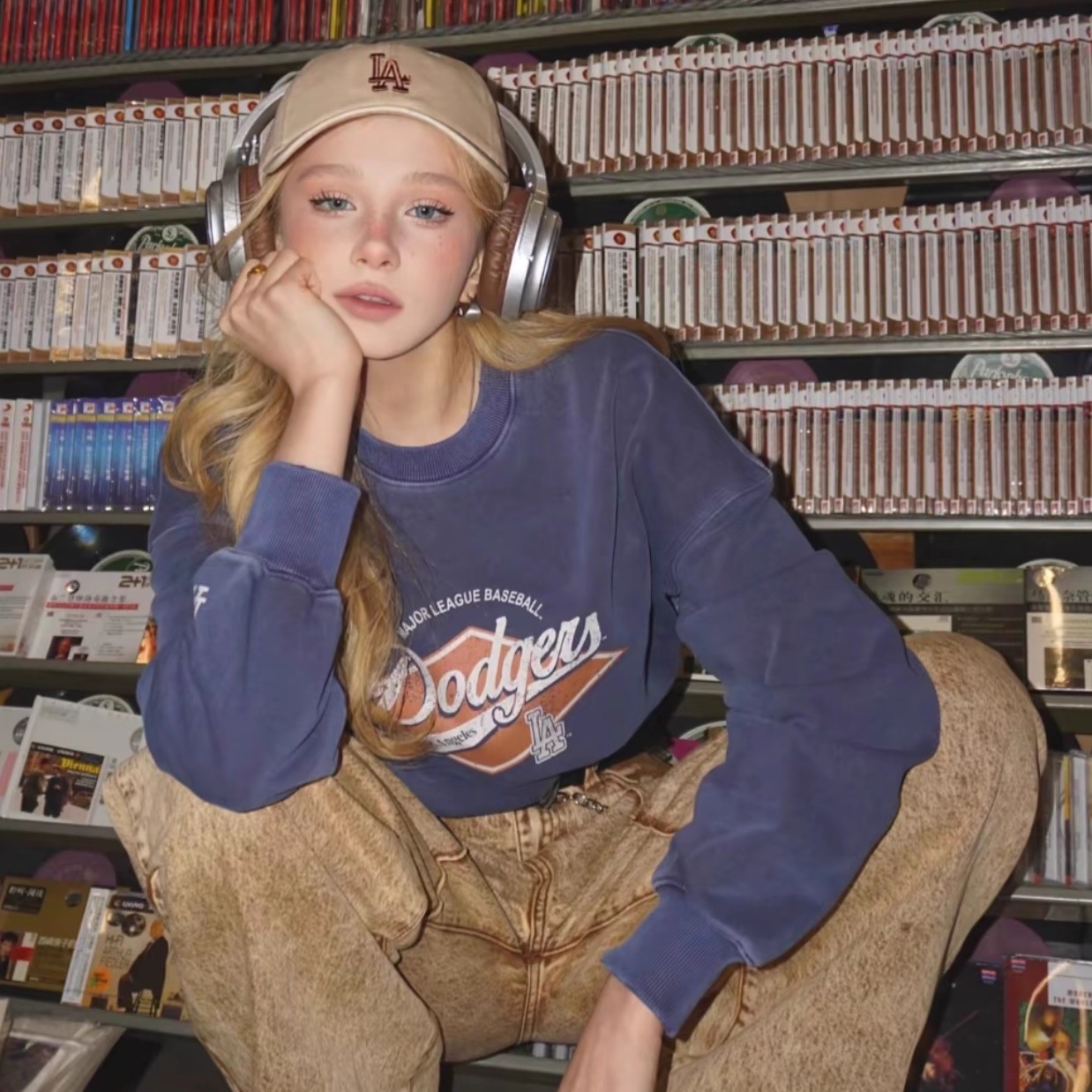 MLB男女同款印花连帽套头卫衣