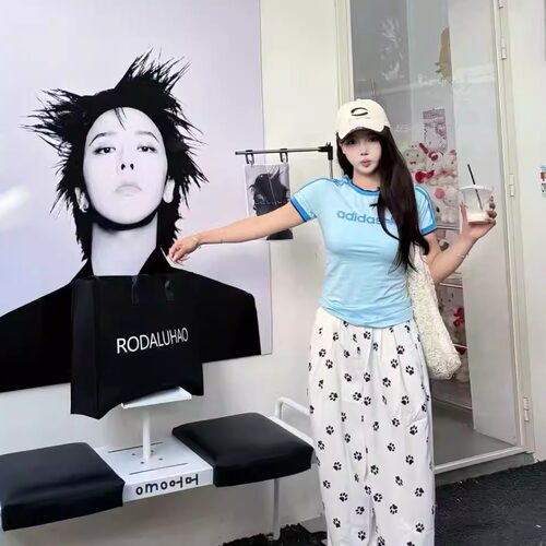 Adidas阿迪达斯女夏条纹短袖T恤