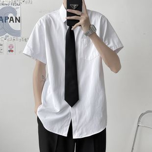 男学院风DK制服套装 白衬衫 短袖 薄款 日系班服宽松衬衣 少年衬衣夏季